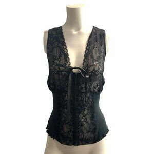VTG Y2k Coquette Fairy Goth Grunge Lace Whimsigoth Corset Style Top M Festival